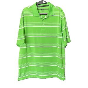 Men's Slazenger Golf Polo Size Lg Green With White Stripes